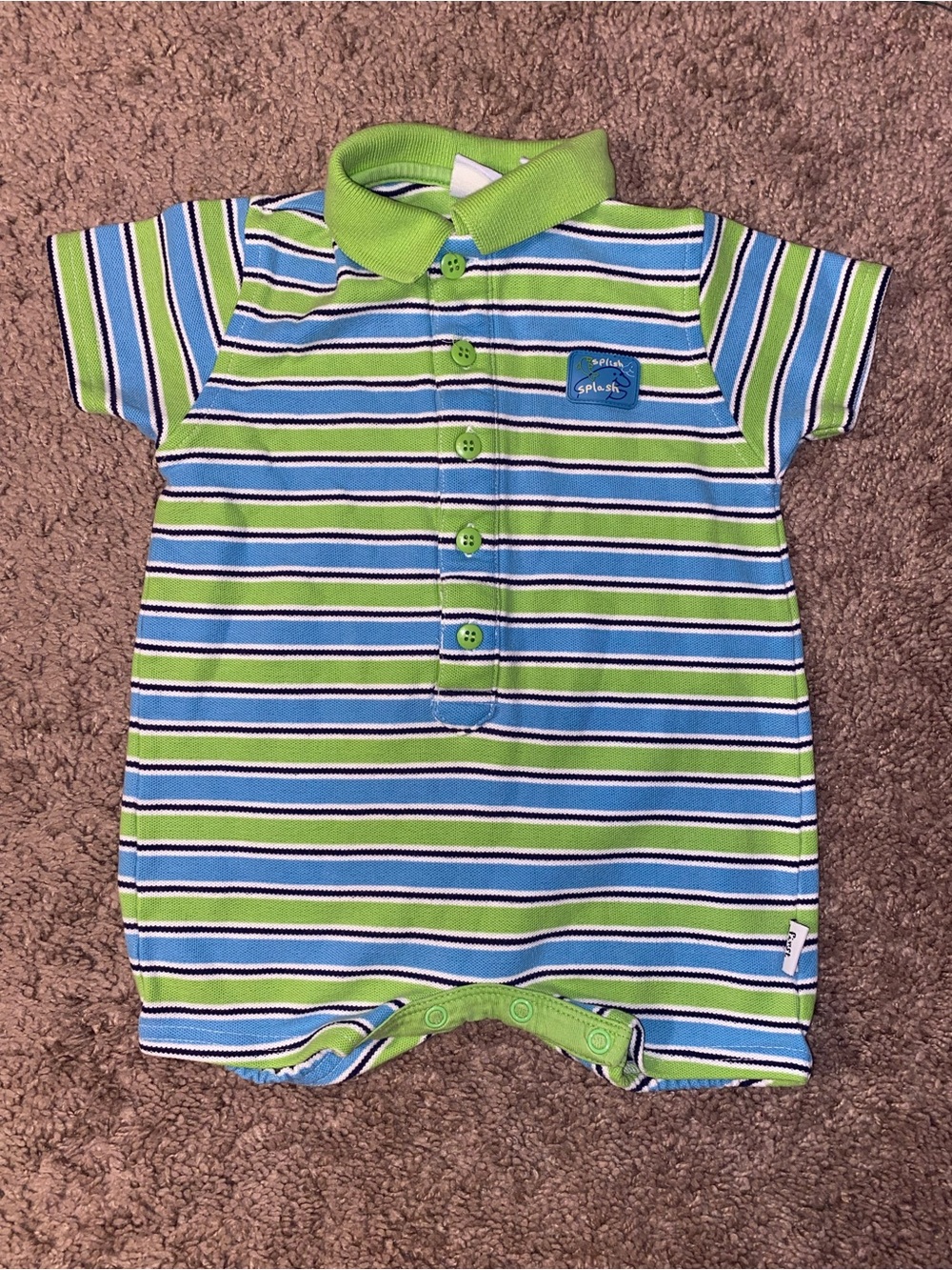 First Moments 3 6 Months Baby Boy Polo Romper Splish Splash Dolphin One Piece